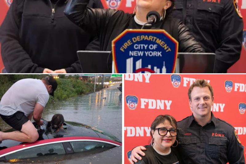 Woman pulled from flooded car on Queens parkway reunited with firefighter savior
