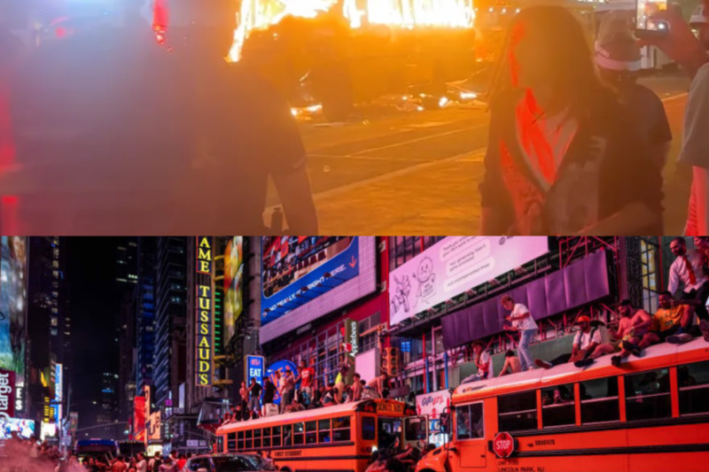 Knicks’ Historic NBA Title Celebration Descends Into Cha0s as Buses Burn in Times Square