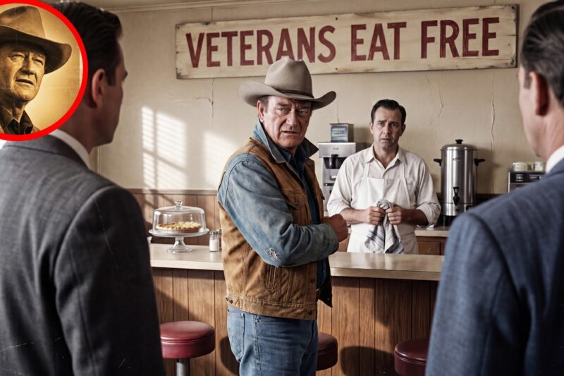 John Wayne Saw A Bank Try To Shut Down A Café That Fed Veterans Free- What He Did Next Was Pure Duke