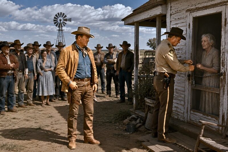 John Wayne Saw a Sheriff Lock an Old Widow Out of Her Texas Farmhouse in 1959 — Then He Reached Into