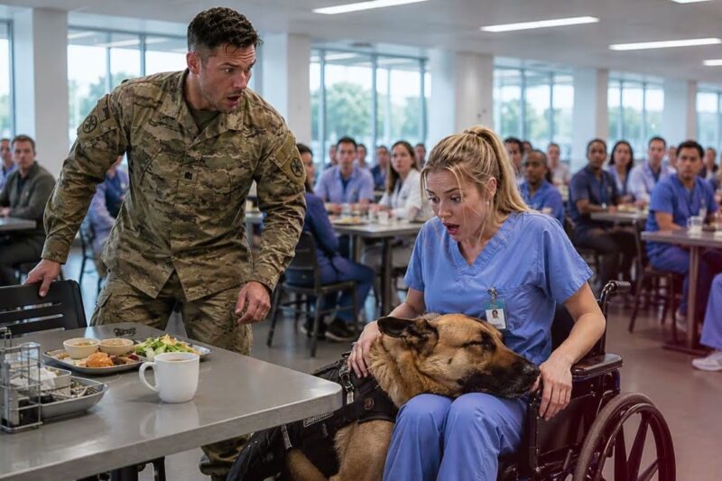 Can I Sit Here A Navy SEAL Asked a Disabled Nurse — Then His K9 Stopped the Whole Room