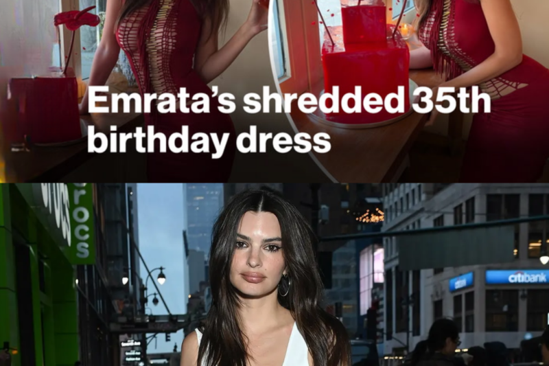 Emily Ratajkowski Celebrates 35th Birthday in New York Wearing Bold Red Cut0ut Dress